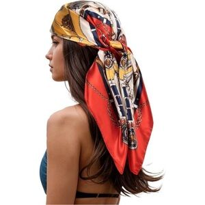 Head Scarf for Women Like Silk Scarf Hair Scarf Printed Square Scarf